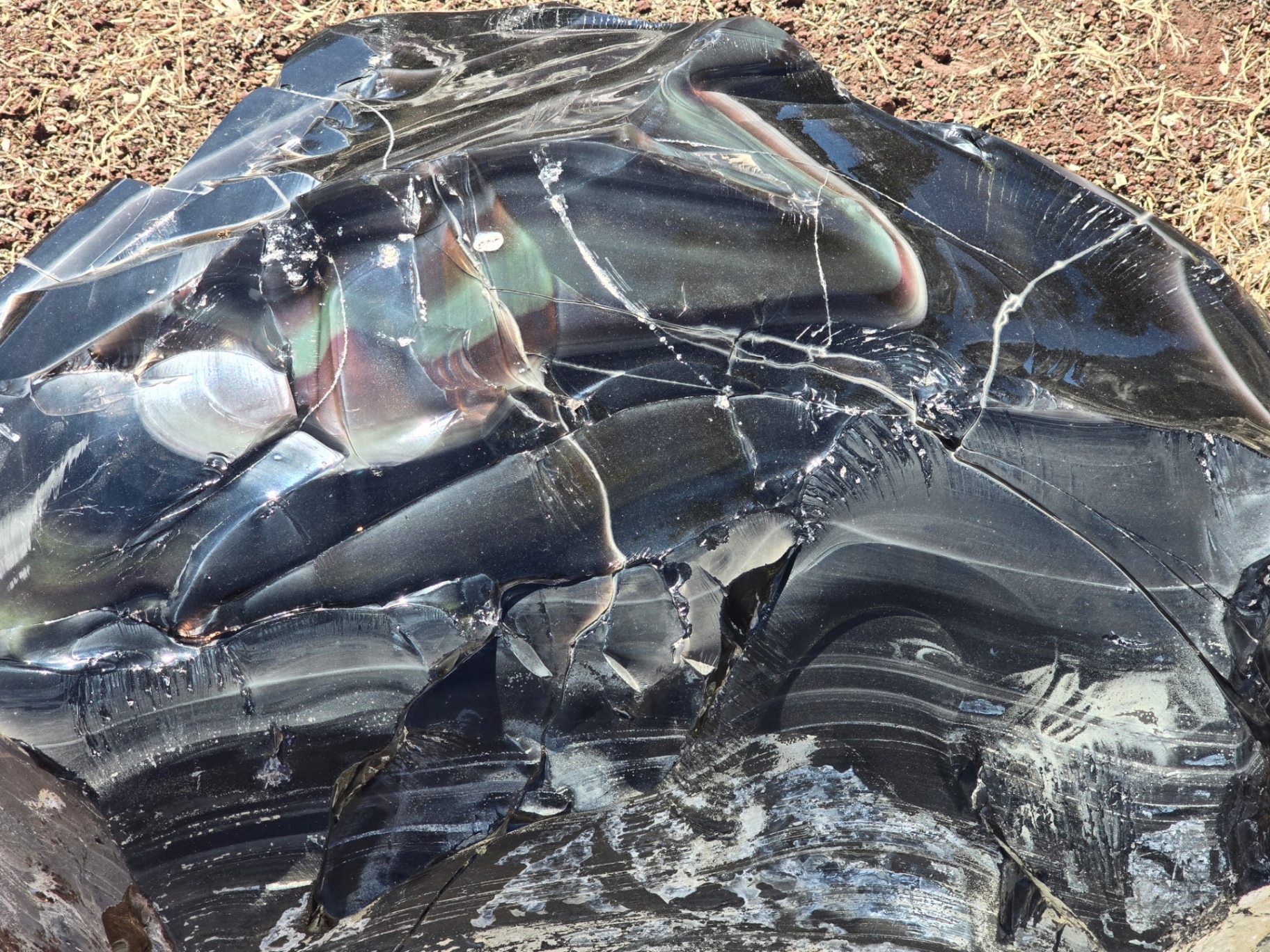 Rainbow obsidian close-up