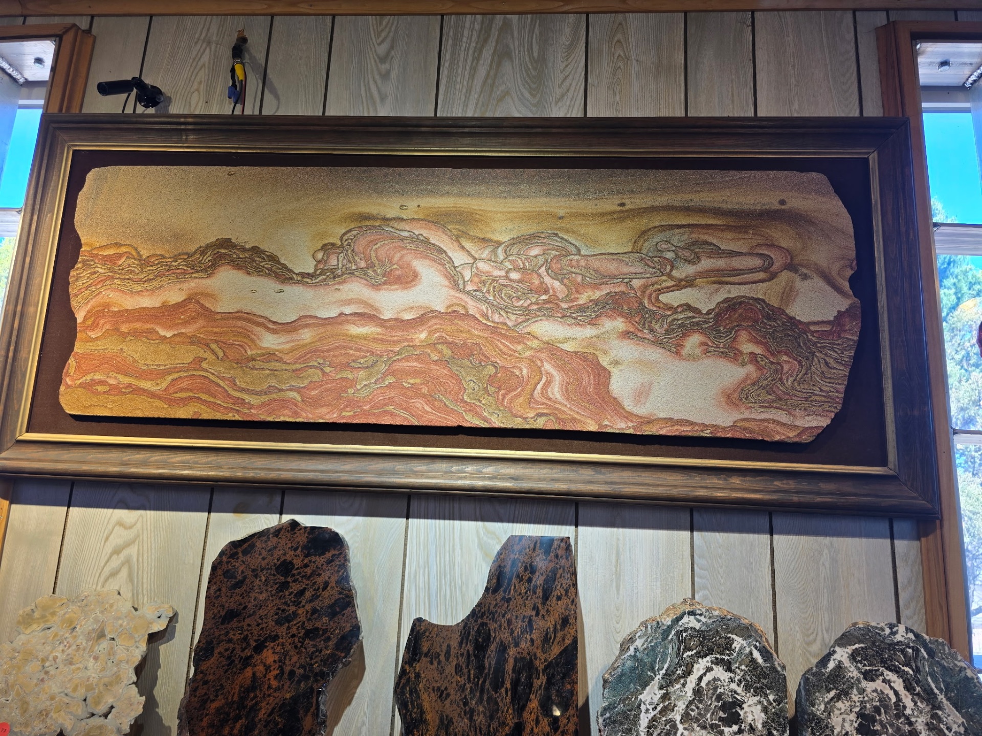 Framed picture-sandstone slab with natural landscape patterns
