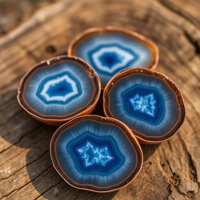 Polished Oregon thundereggs revealing agate centers
